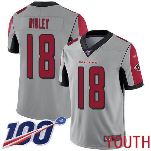 Atlanta Falcons Limited Silver Youth Calvin Ridley Jersey NFL Football #18 100th Season Inverted Legend->youth nfl jersey->Youth Jersey